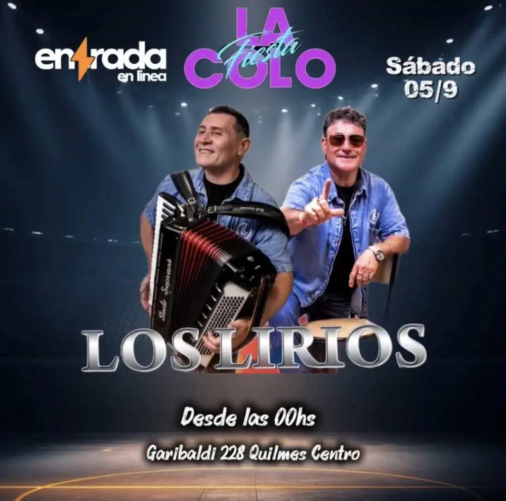 Entradas para FIESTA LA COLO | LOS LIRIOS en Garibaldi 228 Quilmes - Entrada en Línea